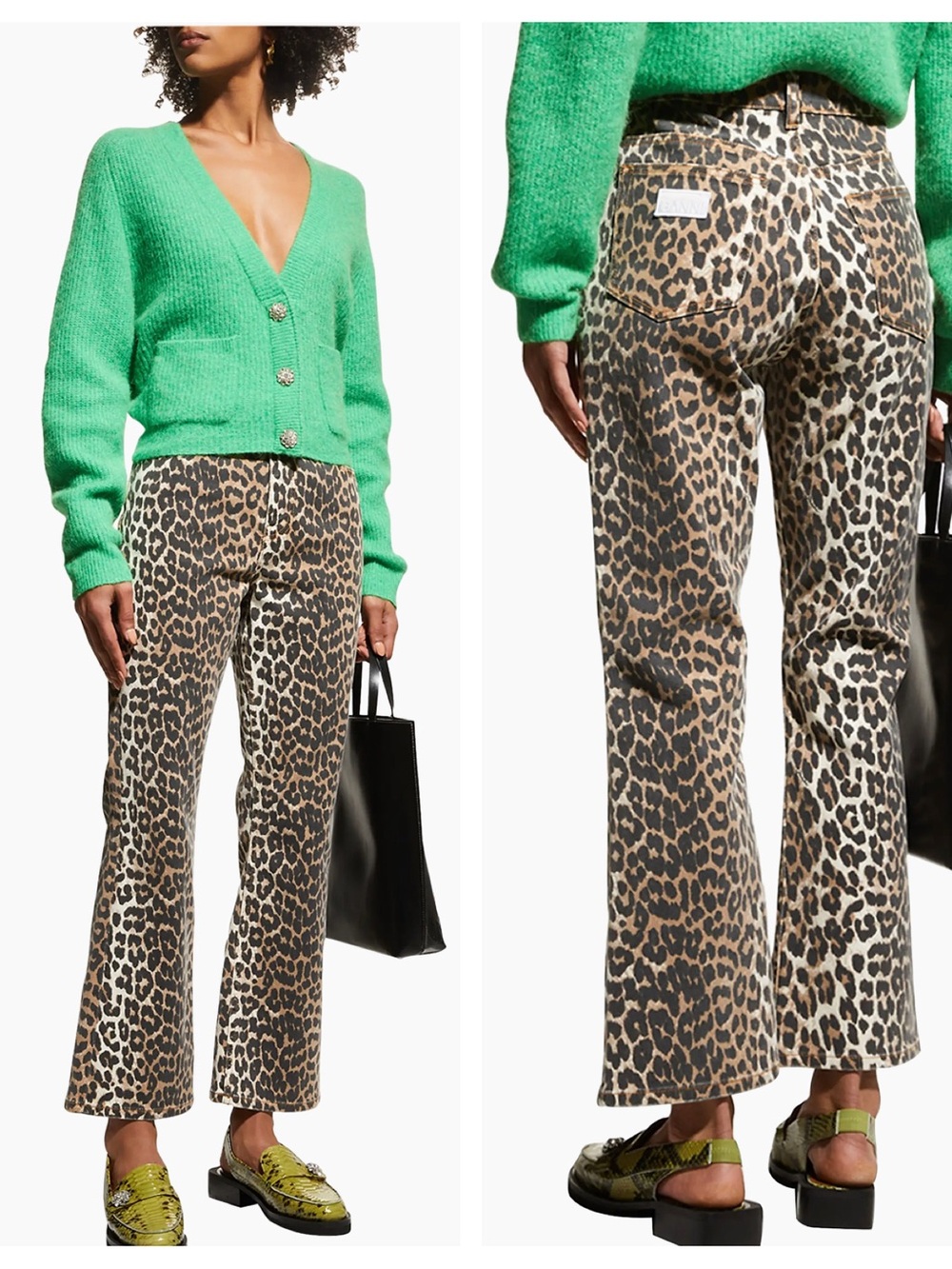 GANNI Betsy Leopard Cropped Jeans